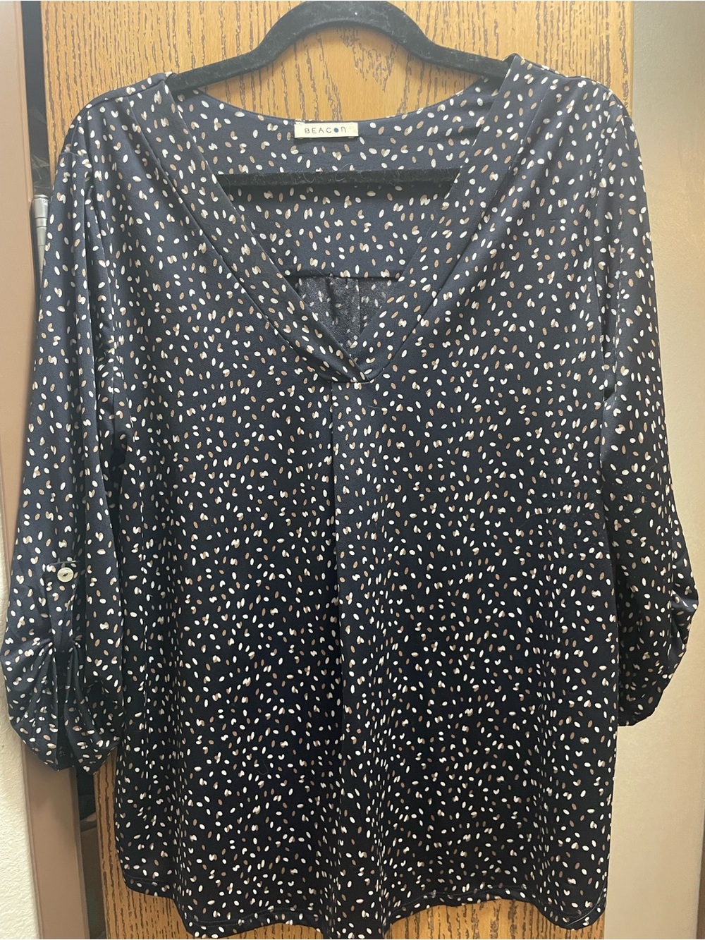 Beacon Navy V‑Neck Dot Print Tunic
